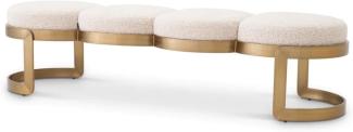Casa Padrino Luxus Sitzbank Creme / Messing 160 x 50 x H. 40 cm - Gepolsterte Edelstahl Bank - Wohnzimmer Möbel - Hotel Möbel - Luxus Qualität