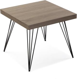 Versa Denver Beistelltisch für das Wohnzimmer, Schlafzimmer oder die Küche. Moderner, niedriger Tisch, Maßnahmen (H x L x B) 43 x 50 x 50 cm, Holz und Metall, Farbe: Braun und Schwarz