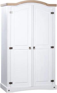 vidaXL Kiefer Kleiderschrank Mexiko-Stil Corona 2 Türen Garderobenschrank Schlafzimmerschrank Dielenschrank Holzschrank Schrank Weiß