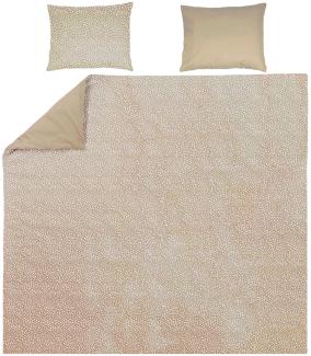 Meyco Home Cheetah/Uni Bettwäsche Doppelbett (Baumwolle, atmungsaktives Material, einfache Pflege, praktischer Einschlagstreifen, Maße: 240 x 200/220 cm), Taupe