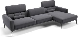 Sofanella Eckcouch SALERNO Stoffbezug Eckgarnitur Ecksofa in Dunkelgrau XL: 308 x 157 Breite x 97 Tiefe