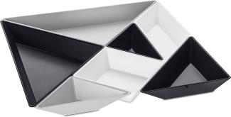 Koziol Tangram Ready Schalen-Set, 7-tlg, Snackschalen, Snackset, Kunststoff, Cosmos Black / Cotton White / Soft Grey, 30. 3 cm, 3480334