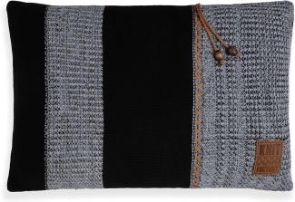 Knit Factory Roxx Kissen 60x40 cm Gestreift Grau Schwarz