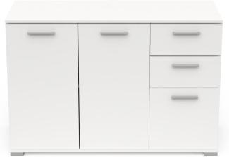 Demeyere Enfilade Buffet Wohnzimmer – 3 Türen & 2 Schubladen, Holzwerkstoff, weiß, L 119,6 x P 41,9 x H 82,4 cm