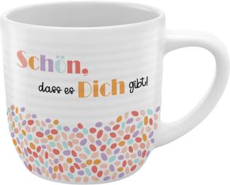 GRUSS & CO Tasse mit Rillen "Schön" | Steinzeug, 40 cl, mehrfarbig | Geschenk Freunde | 48440