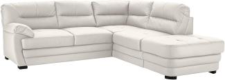 Mivano Ecksofa Royale / Zeitloses Sofa in L-Form mit Ottomane und hohen Rückenlehnen / 246 x 90 x 230 / Lederoptik, weiß