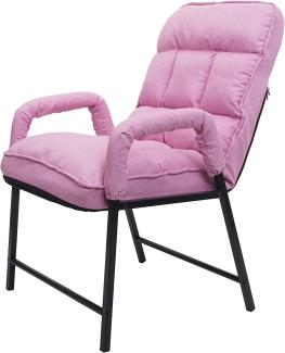 Esszimmerstuhl HWC-K40, Stuhl Polsterstuhl, 160kg belastbar Rückenlehne verstellbar Metall ~ Stoff/Textil rosa