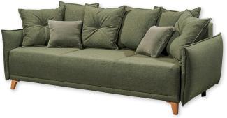 PAMPLONA Bequemes Schlafsofa mit Bettkasten, Grün - Ausziehbares Sofa mit Schlaffunktion - 232 x 91 x 105 cm (B/H/T)