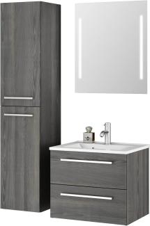 Sieper I Badmöbel Set Libato, Waschtisch mit Unterschrank 60 x 50 cm, Hochschrank und Badspiegel I Pinie Schwarz