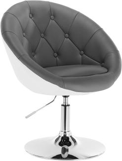 WOLTU® BH41grw-1 1 x Barsessel Loungesessel mit Armlehne Kunstleder 2 farbig Grau+Weiß