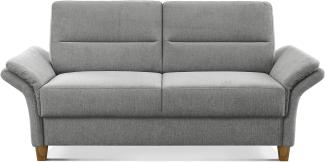CAVADORE 3er Sofa Wyk / 3-Sitzer-Couch im Landhausstil mit Federkern + Holzfüßen / 186 x 90 x 89 / Chenille, Hellgrau