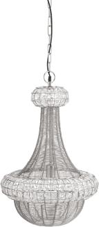 Art Deco Hängeleuchte silber aus Metall und Glas PR Home Saba E27 Dm. 42cm