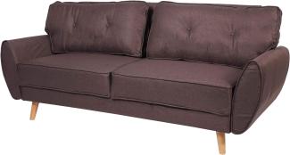 3er-Sofa HWC-J19, Couch Klappsofa Lounge-Sofa, Schlaffunktion 203cm ~ Stoff/Textil braun