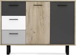 Finori 'ORLANDO 3' Sideboard, Kommode, grau/Eiche, ca. 120 cm