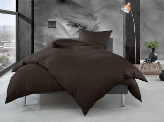 Bettwaesche-mit-Stil Mako Perkal Bettwäsche uni / einfarbig espresso braun Kissenbezug 40x80 cm