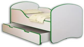 Jugendbett Kinderbett mit einer Schublade und Matratze Weiß ACMA I 140 160 180 (180x80 cm + drawer, Grün)