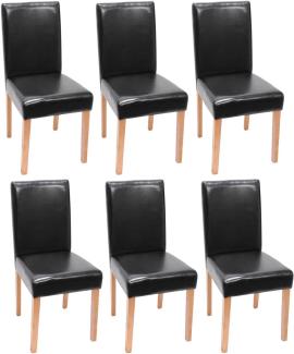 6er-Set Esszimmerstuhl Stuhl Küchenstuhl Littau ~ Kunstleder, schwarz, helle Beine