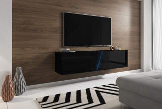 TV-Lowboard Space Lack Hochglanz schwarz mit Beleuchtung 160 cm
