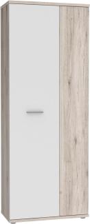 FORTE Net106 Mehrzweckschrank mit 2 Türen, Holzwerkstoff, Sandeiche + Weiß, 68. 90 x 34. 79 x 179. 1 cm