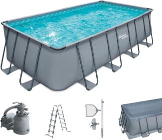 Summer Waves Elite Frame Pool | Aufstellpool rechteckig | Komplettset | Grau | 549x247x132 cm