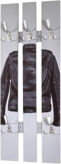 Garderobenleiste Wandgarderobe Jacket mit Motivdruck 5 Garderobenhaken grau-schwarz-Edelstahllook