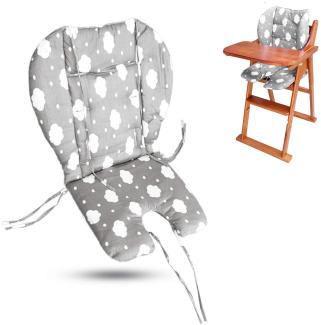 Ywoworld Hochstuhlkissen, groß, verdickt, Baby-Hochstuhl-Sitzkissen, Matte, Bezug, atmungsaktiv, geeignet für alle Arten von Baby-Esszimmerstühlen (modische graue Wolken)