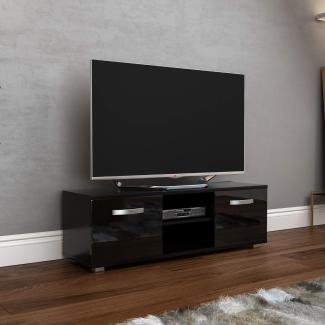 Vida Designs Cosmo TV-Einheit mit 2 Türen, modern, glänzend, matt, MDF, Wohnzimmer, Schrank, Media-Ständer, Möbel, schwarz, 120 cm, 120 cm, Keine LED-Lichter