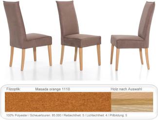 4x Polsterstuhl Kiana Varianten Esszimmerstuhl Küchenstuhl Massivholzstuhl Eiche natur lackiert, Masada orange