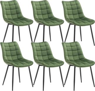 WOLTU 6 x Esszimmerstühle 6er Set Esszimmerstuhl Küchenstuhl Polsterstuhl Design Stuhl mit Rückenlehne, mit Sitzfläche aus Samt, Gestell aus Metall, Dunkelgrün, BH142dgn-6