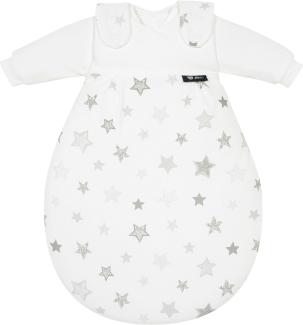 Alvi Baby Mäxchen Original | Babyschlafsack 3-teilig | Alvi Außensack & zwei Innensäcke | Kinderschlafsack mitwachsend & atmungsaktiv, Größe:62/68, Design:Silver Stars silbergrau 786-9