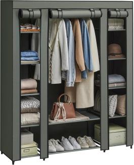 SONGMICS Kleiderschrank, Stoffschrank, mit Überzug aus Vliesstoff, Faltschrank mit Kleiderstange, 45 x 150 x 175 cm, 12 Ablagen, Metallrahmen, Schrank fürs Schlafzimmer, salbeigrün LSF003C02