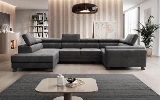 Designer Sofa Emilio mit Schlaf- und Klappfunktion Samt Anthrazit Links