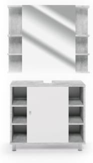 Vicco Badmöbel Set Fynn 2-teilig Spiegelschrank Unterschrank Grau Beton