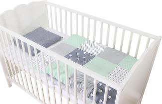 ULLENBOOM ® Baby Bettwäsche aus 100% Baumwolle (OEKO-TEX), 80x80 cm Mint Grau - 2-teilig (Set): Baby Bettwäsche 80x80 cm und Kissenbezug 35x40 cm, Für Jungen und Mädchen