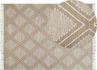 Teppich Baumwolle beige weiß 160 x 230 cm Kurzflor KACEM