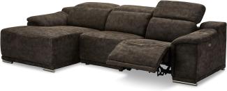 Ibbe Design Modul Sofa L Form Ecksofa Braun Stoff Heimkino Couch Links Chaiselongue Alexa mit Elektrisch Verstellbar Relaxfunktion, 282x160x73 cm