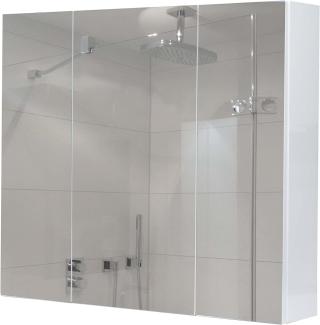 Spiegelschrank HWC-B19b, Badschrank Hängeschrank, 6 Regalböden hochglanz MVG-zertifiziert 70x80x16cm ~ weiß