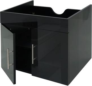 Waschbeckenunterschrank HWC-D16, Waschtischunterschrank Waschtisch Unterschrank Badmöbel, MVG hochglanz 60cm ~ schwarz