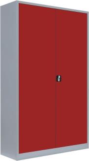 Stahl-Aktenschrank Kolloss Metallschrank abschließbar Büroschrank Stahlschrank 195 x 120 x 60cm Grau/Rot 530384