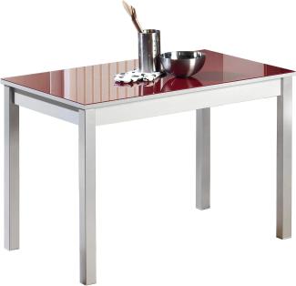 ASTIMESA Fester Tisch kuechentisch, Metall Glas Holz, rot, 110x70cm