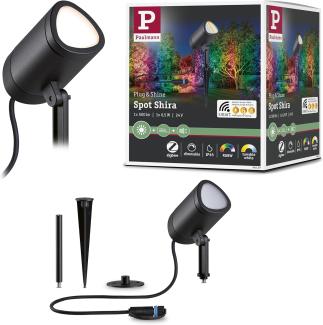 Paulmann 94849 Plug&Shine LED Gartenstrahler Zigbee Shira anthrazit RGBW IP65