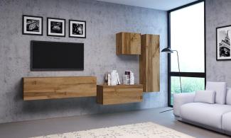 Domando Wohnwand Levico M3 Modern für Wohnzimmer Breite 300cm, grifflos, großes Set, Wotan Eiche