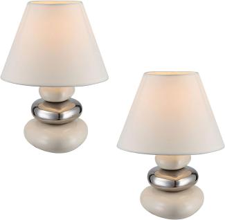 Nachttischlampe 2er Set Modern Schlafzimmer Tischlampe Lampenschirm Stoff Beige