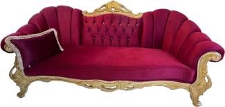 Casa Padrino Luxus Barock Sofa Bordeaux Rot / Gold mit Glitzersteinen - Barock Möbel