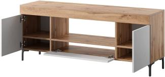 Selsey Gusto - TV-Schrank/TV-Board für Wohnzimmer, minimalistisch, 137 cm breit (Lancaster Eiche/Weiß Matt)