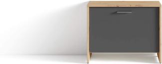 HOMEXPERTS Sitzbank BENNO / Schuhschrank in Artisan Eiche-Optik hellbraun / Front anthrazit / kleine Flur-Kommode mit Klappe und Einlegeboden / 60 x 48 x 35 cm (BxHxT)