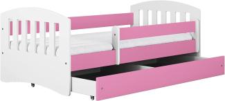Bjird 'Classic' Kinderbett 80 x 140 cm, Rosa, inkl. Rausfallschutz, Lattenrost und Bettschublade