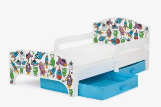 SMART Kinderbett aus Holz - UFO - Einzelbett mit Schubladen und Matratze (140/70 cm)
