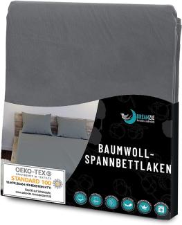 Dreamzie - Spannbettlaken 100x200cm - Baumwolle Oeko Tex Zertifiziert - Anthrazitgrau - 100% Jersey Spannbetttuch 100x200