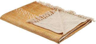 Decke Baumwolle senfgelb 130 x 180 cm geometrisches Muster FIROZABAD